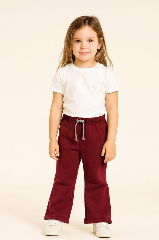 2749-JM Flare Trousers For kids-Burgundy