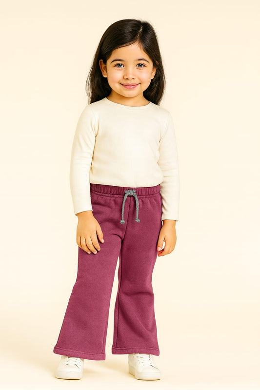 2749-JM Flare Trousers For kids-Maroon
