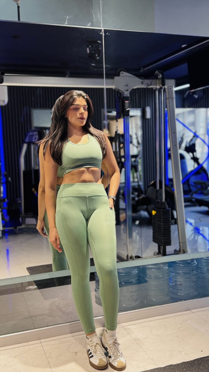 2753-Osk Gym Wear Sports Bra Set Women-Light Green