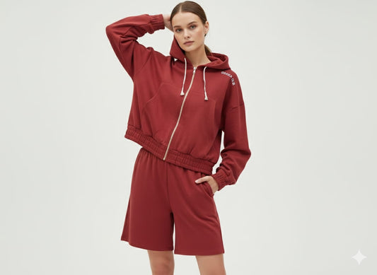 2760-Osk Women Full Zip Sweater-Brown