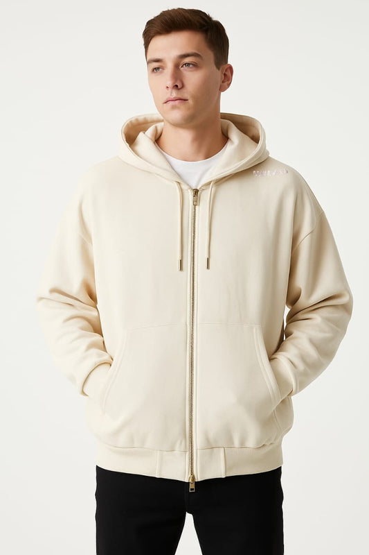 2768-Osk Men Full Zip Hoodie-Cream