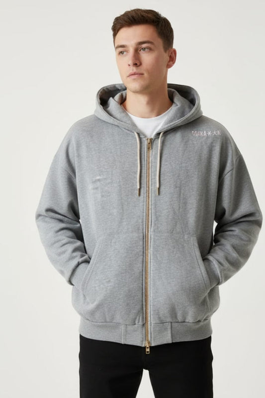 2768-Osk Men Full Zip Hoodie-Grey