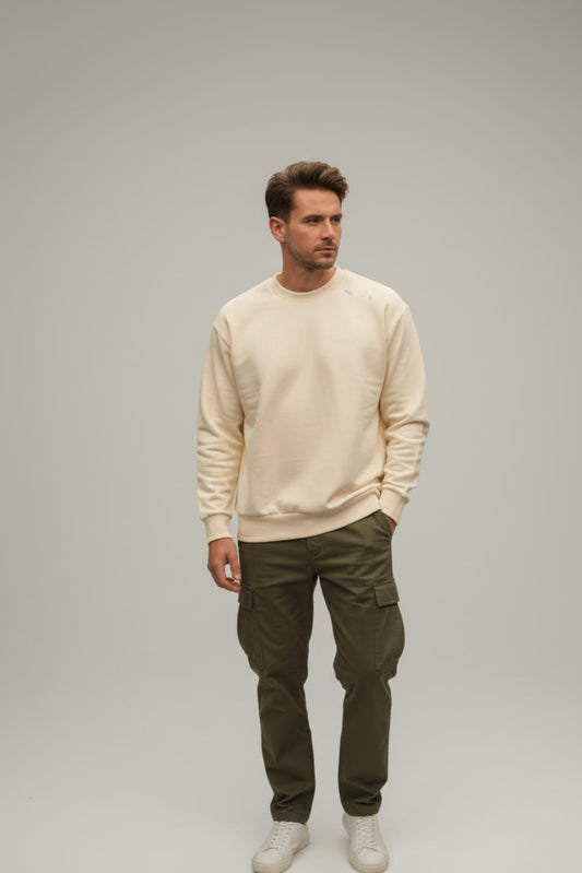2779-Osk Men Boxy Sweat Shirt-Cream