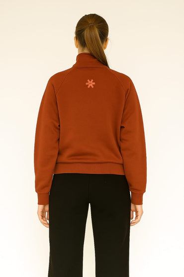 2760-Osk Women Full Zip Sweater-Brown