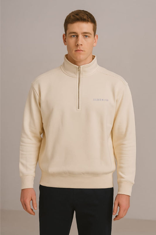 2778-Osk Men Half Zip Oversized Sweater-Grey