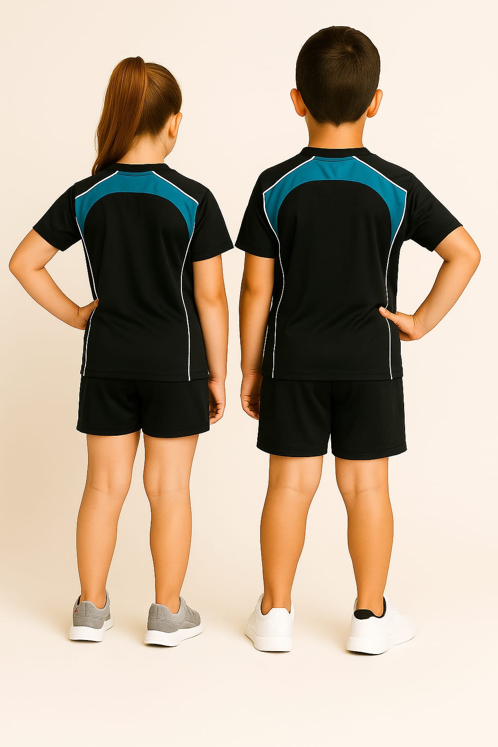 2714-Encore ZR-10 Activewear T-Shirt Kids Black Body With Diff Panel-Black