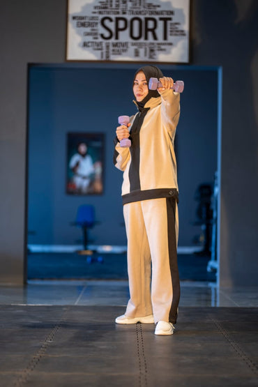 FX Quarter Zip Tracksuit For Women-2582-Beige