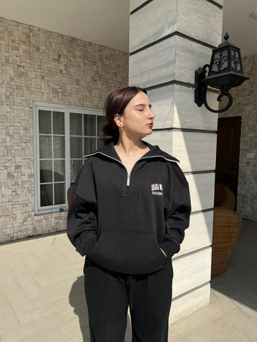 2310-OSK Half Zip Sweater Women-Black