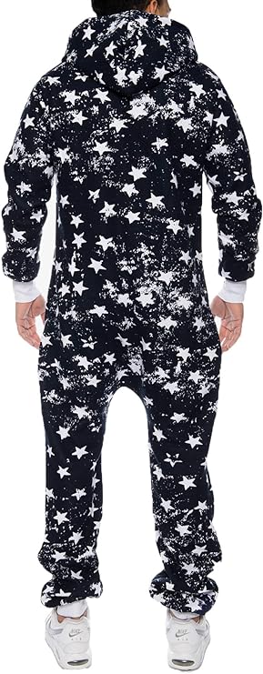 Ruff & Tuff Star Print Jumpsuit For Men-2282-Black