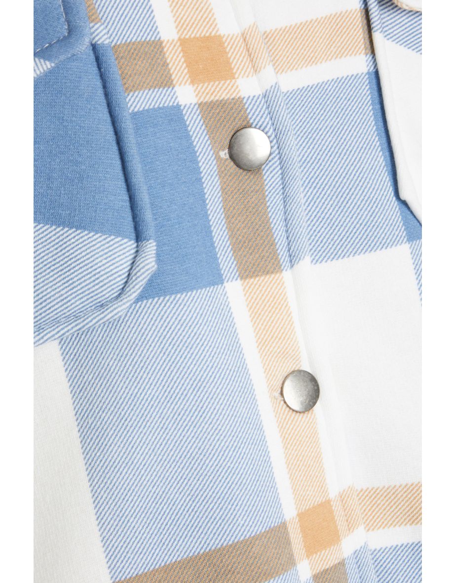 Light Blue Oversized check shacket For Her-2015