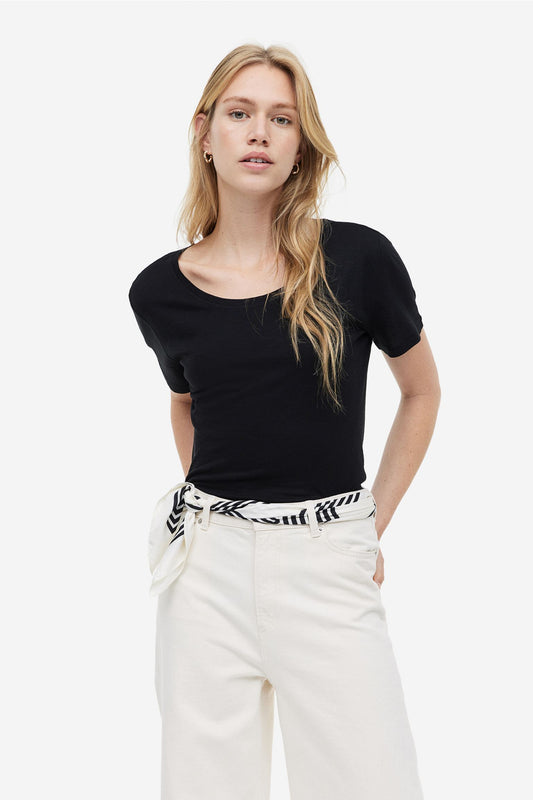 Fapak Solid Round Neck T-shirt For Women-2405