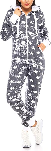 Crazyage Star Print Jumpsuit For Women-2285-Anthracite