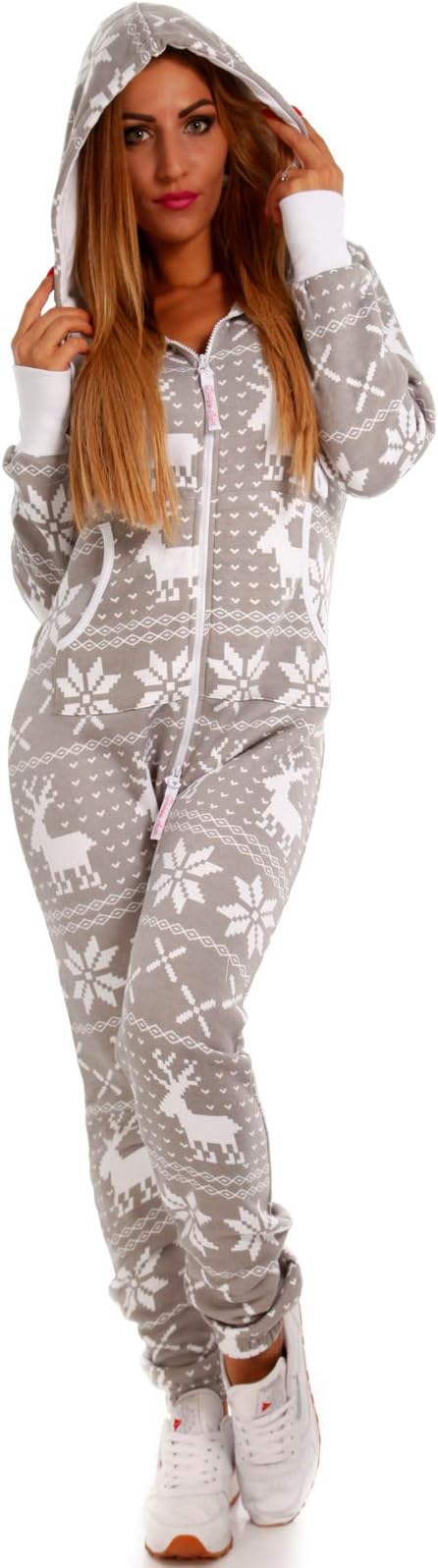 Crazyage Deer Print Jumpsuit For Women-2285-Grey