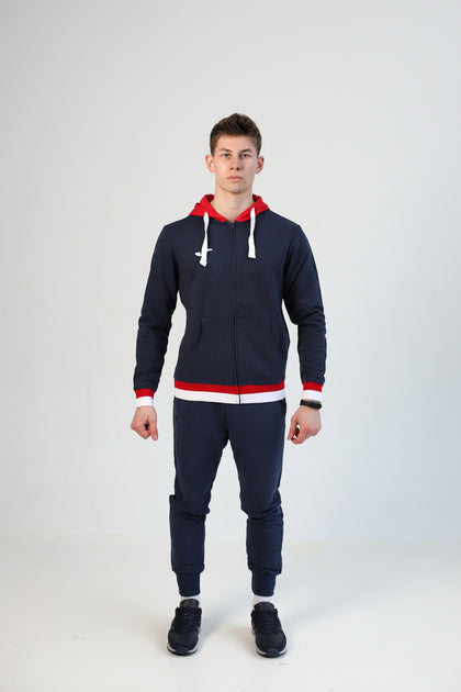 Confort II Zipper Hood For Men-2600-Navy Red