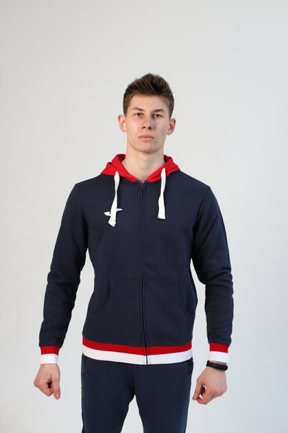 Confort II Zipper Hood For Men-2600-Navy Red