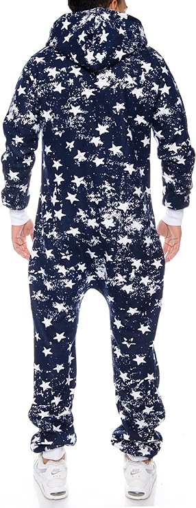 Ruff & Tuff Star Print Jumpsuit For Men-2282-Navy