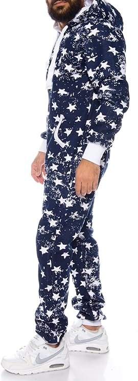 Ruff & Tuff Star Print Jumpsuit For Men-2282-Navy