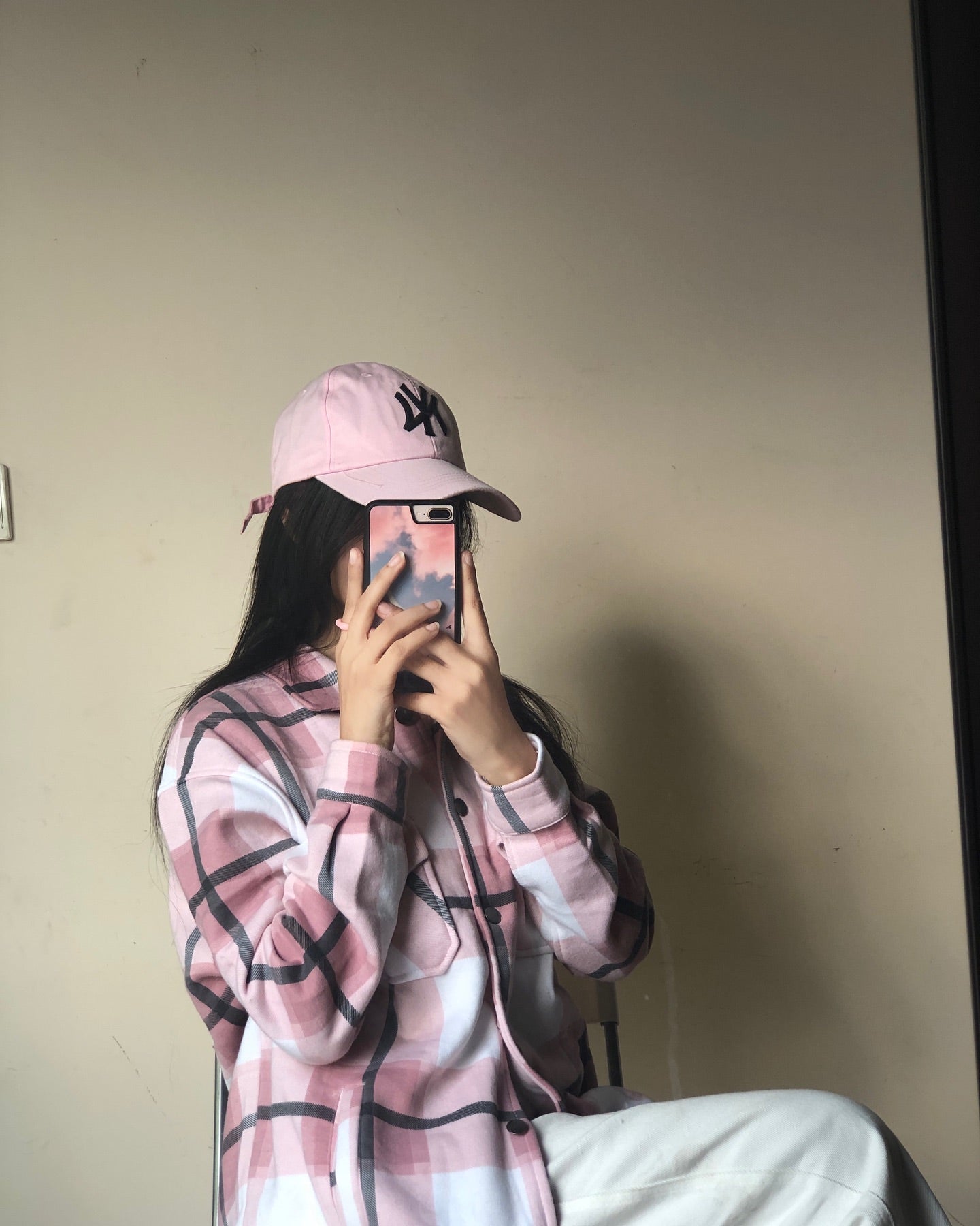 Pink & wht Checked Shacket For Her-LSHKT-0020-Pink White