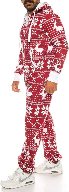 Ruff & Tuff Deer Print Jumpsuit For Men-2281-Red