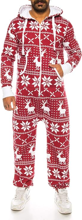 Ruff & Tuff Deer Print Jumpsuit For Men-2281-Red