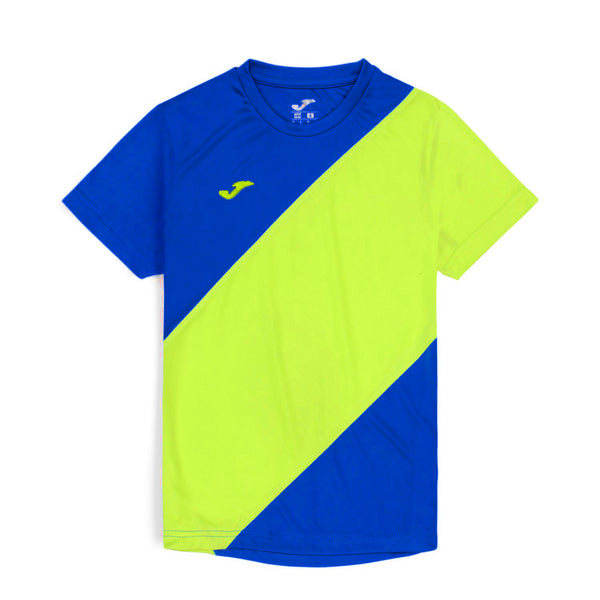 Joma Cross Panel Polyester T-shirt For Boys-KTST-2195Royal Flour Yellow