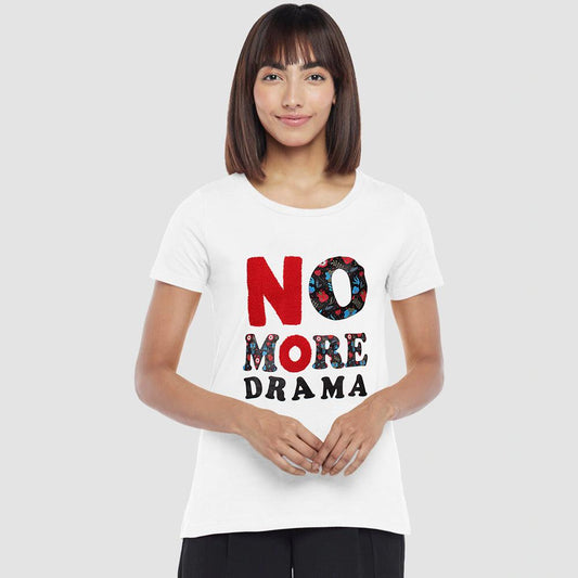 No More Drama Print T-Shirt For Women-0008