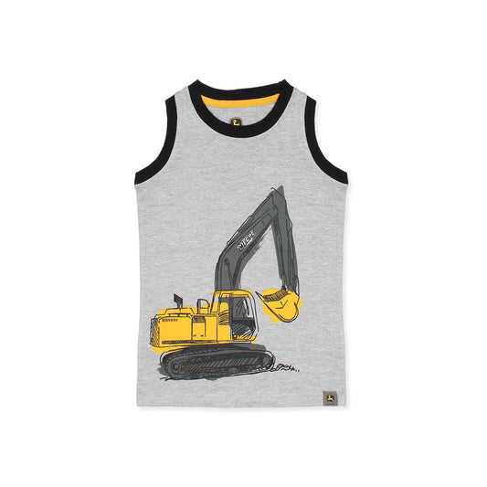 John Deere Excavator Printed Boys Tank Top-KTNKTP-2172-grey