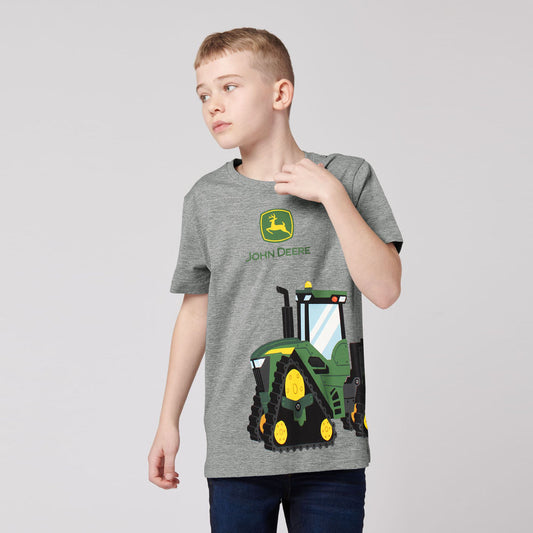 John Deere 9RX Tractor Printed Boys T-shirt-KTST-2170-grey