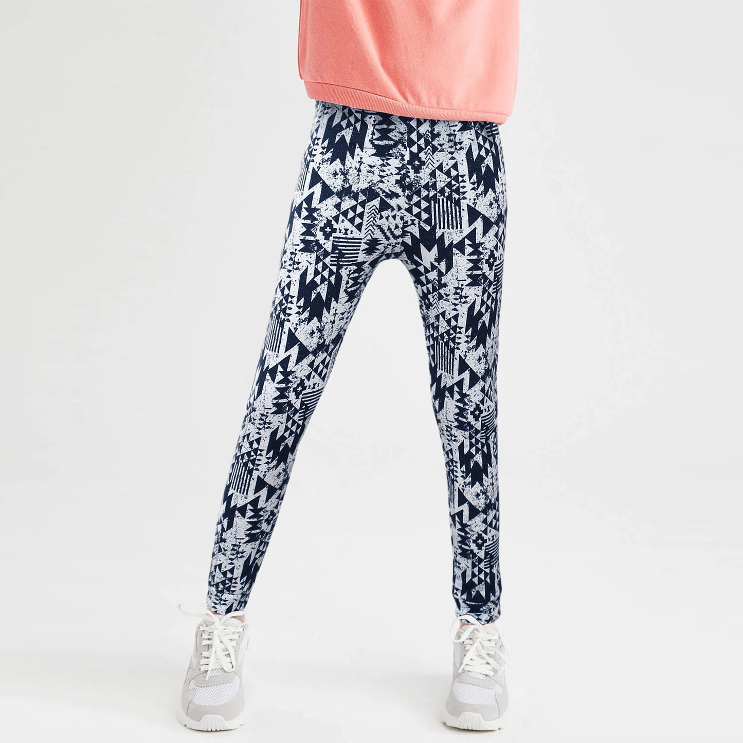 Leggings For Girls-KLGY-2062-white navy