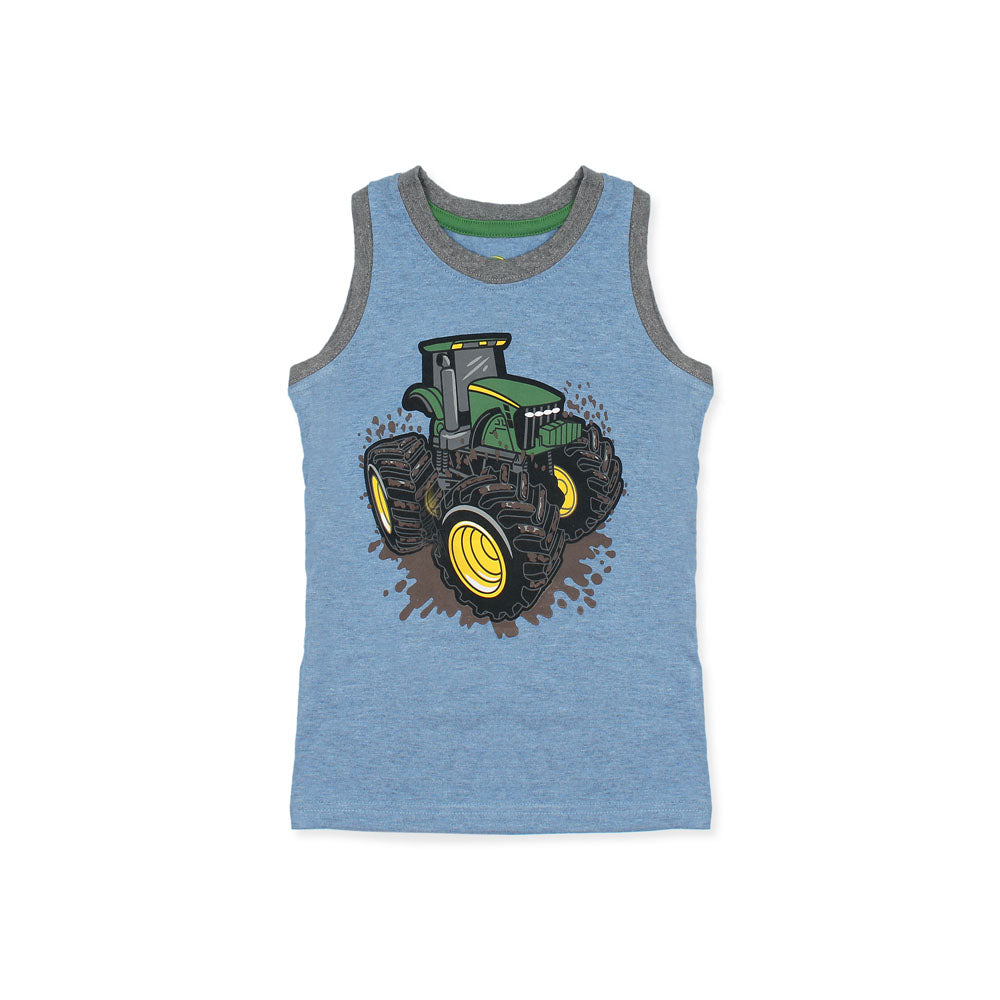 John Deere Excavator Printed Boys Tank Top-KTNKTP-2172-Sky Blue