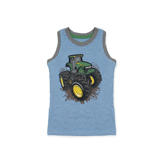 John Deere Excavator Printed Boys Tank Top-KTNKTP-2172-Sky Blue