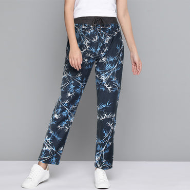 Floral Printed Trouser For Her .-LTRS-0033-Dark Navy - FactoryX.pk