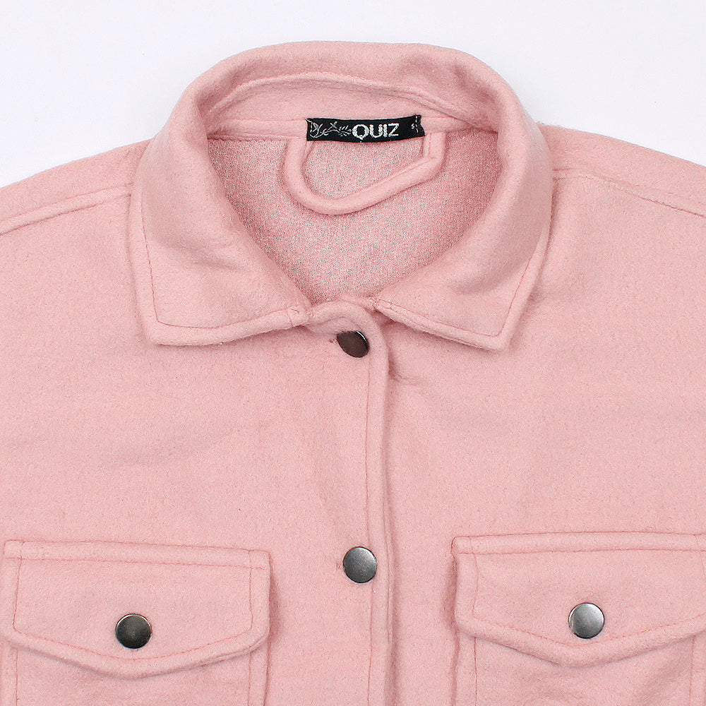 Plain Pink Shacket For Women - FactoryX.pk