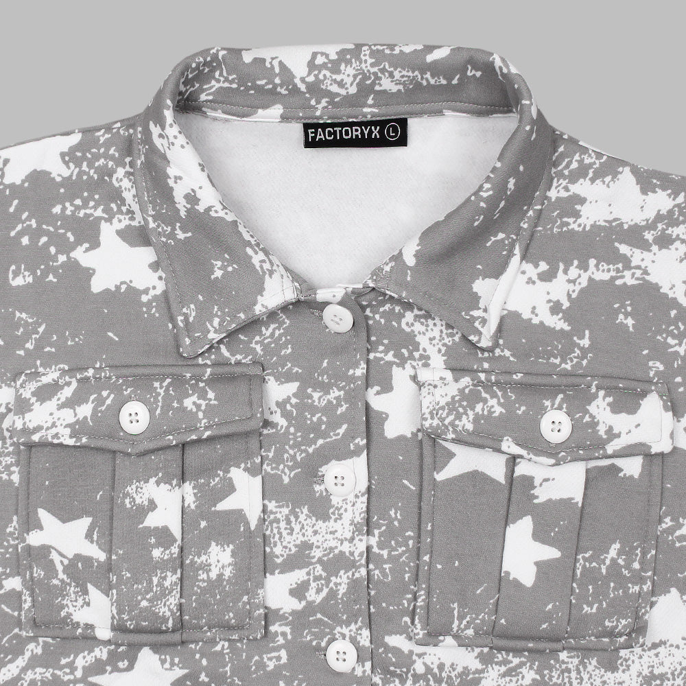 Utility Pocket Star print tracksuit-Ladies-2032-Grey - FactoryX.pk