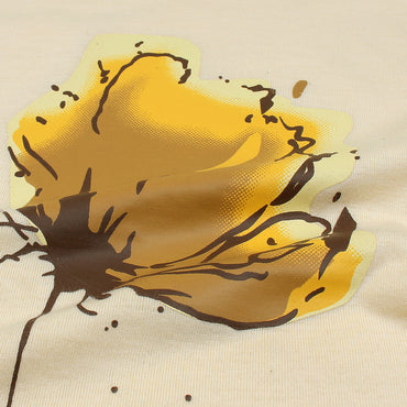 Rawculture Yellow Flower Printed Girls T-shirt-KTST-2207-Off White