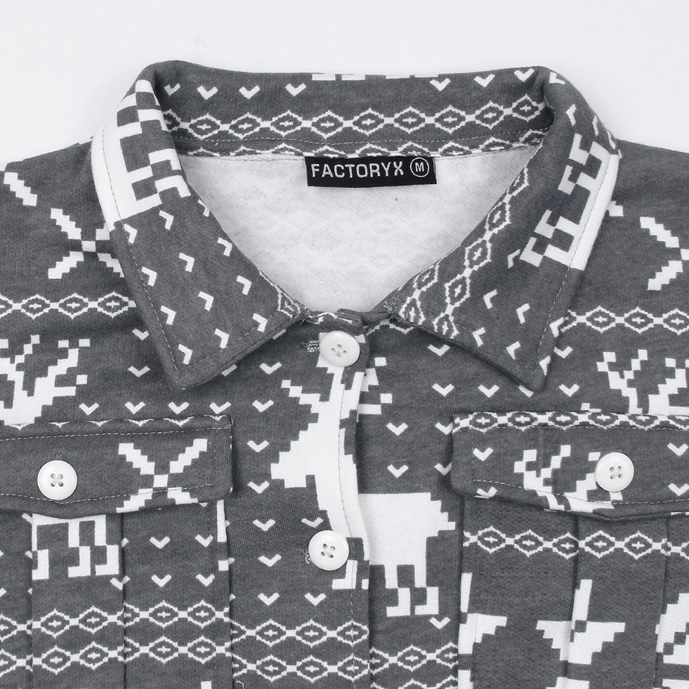 Utility Pocket Deer Print Tracksuit-Ladies-2032-Grey - FactoryX.pk