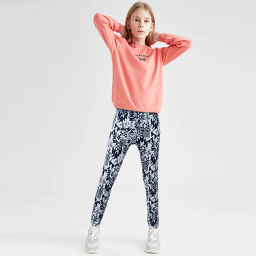 Leggings For Girls-KLGY-2062-white navy