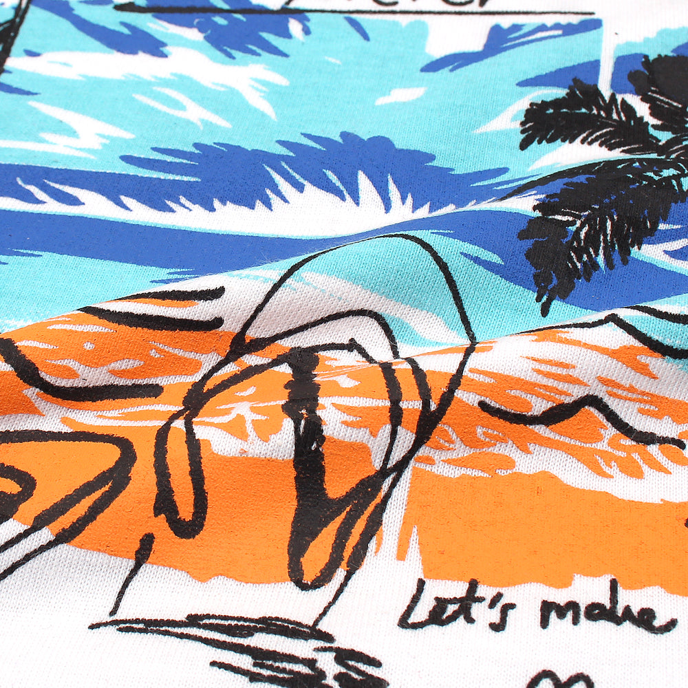 Rawculture Beach Summer holidays Printed T-shirt For Boys-KTST-2198-White
