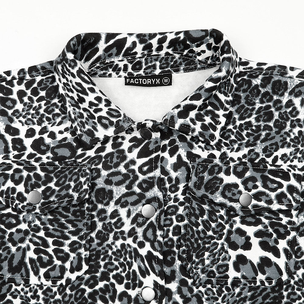 Leopard Print Croped shacket For Women-Ladies-2031-Black - FactoryX.pk
