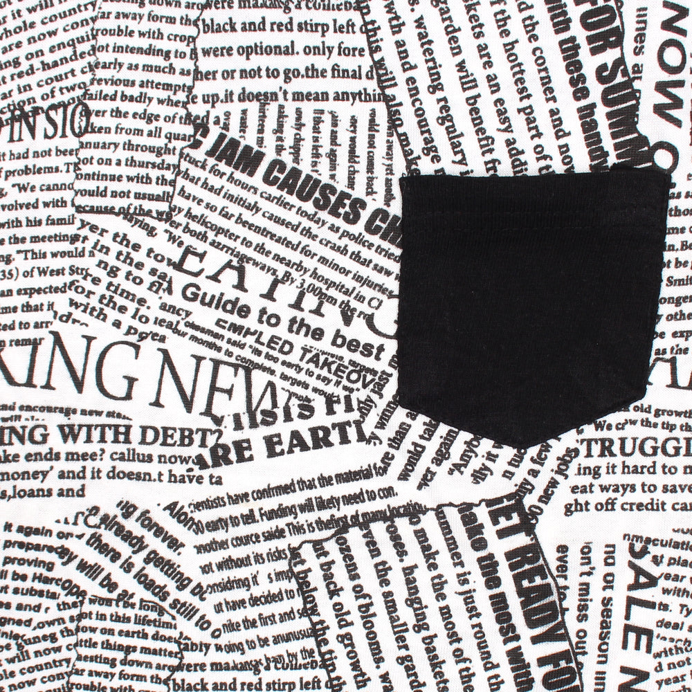 Newspaper Printed T-shirt For kids-KTST-2211-white