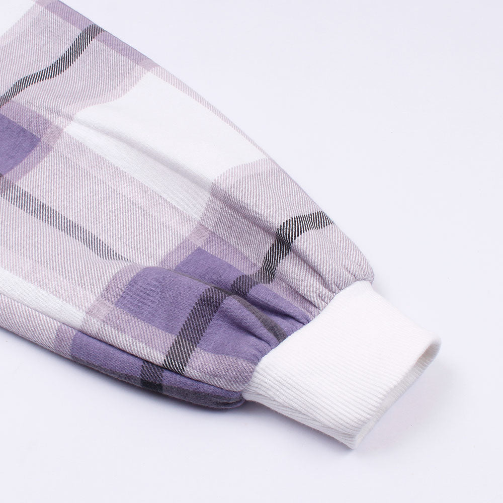 Women Check Coord Reglan Sleeve Tracksuit-Ladies-2028-Lilac Pink - FactoryX.pk