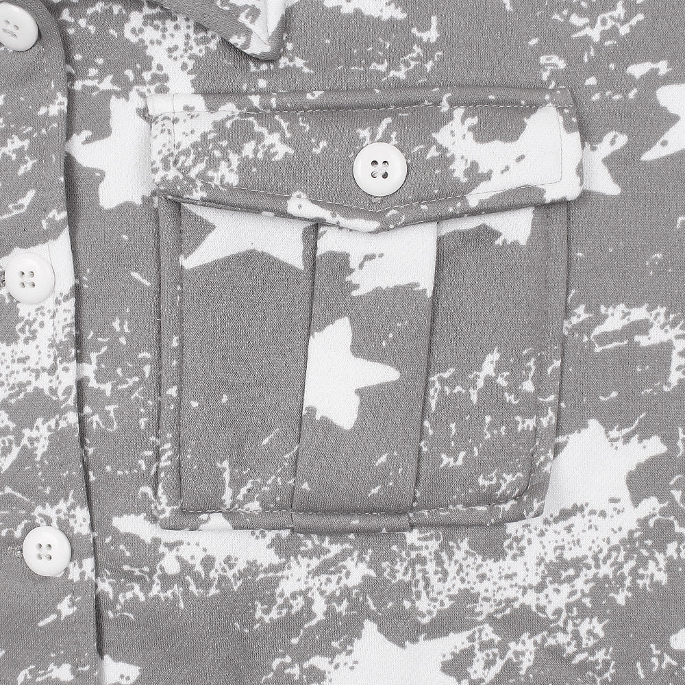 Utility Pocket Star print tracksuit-Ladies-2032-Grey - FactoryX.pk