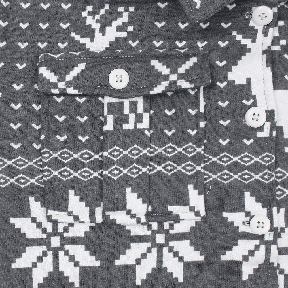 Utility Pocket Deer Print Tracksuit-Ladies-2032-Grey - FactoryX.pk