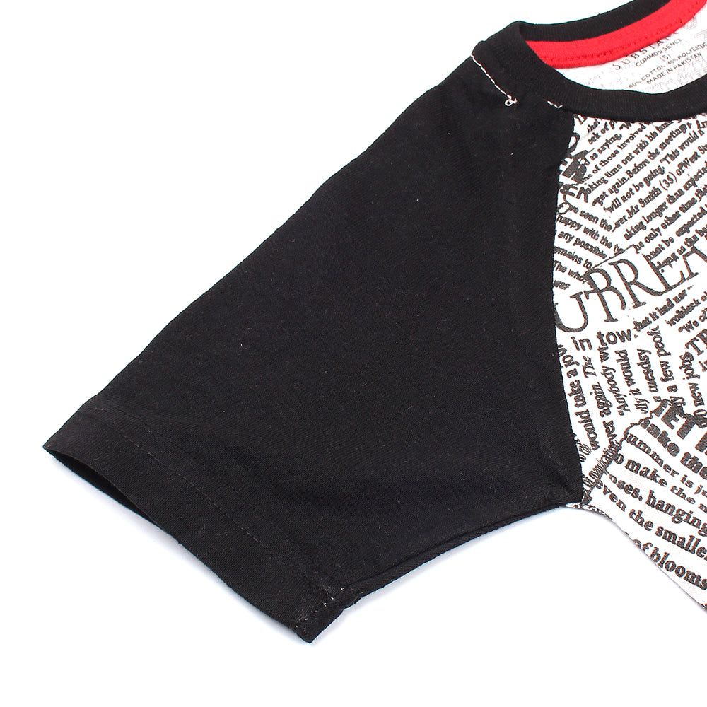 Newspaper Printed T-shirt For kids-KTST-2211-Black