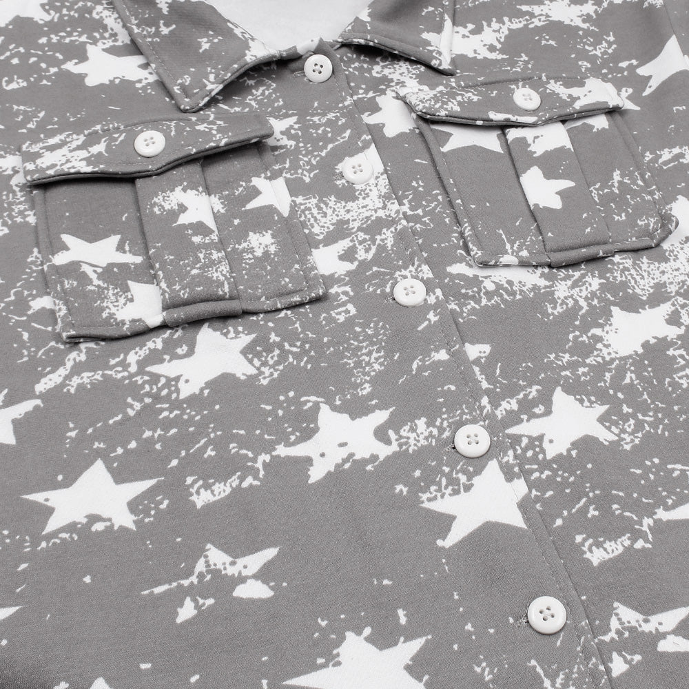 Utility Pocket Star print tracksuit-Ladies-2032-Grey - FactoryX.pk