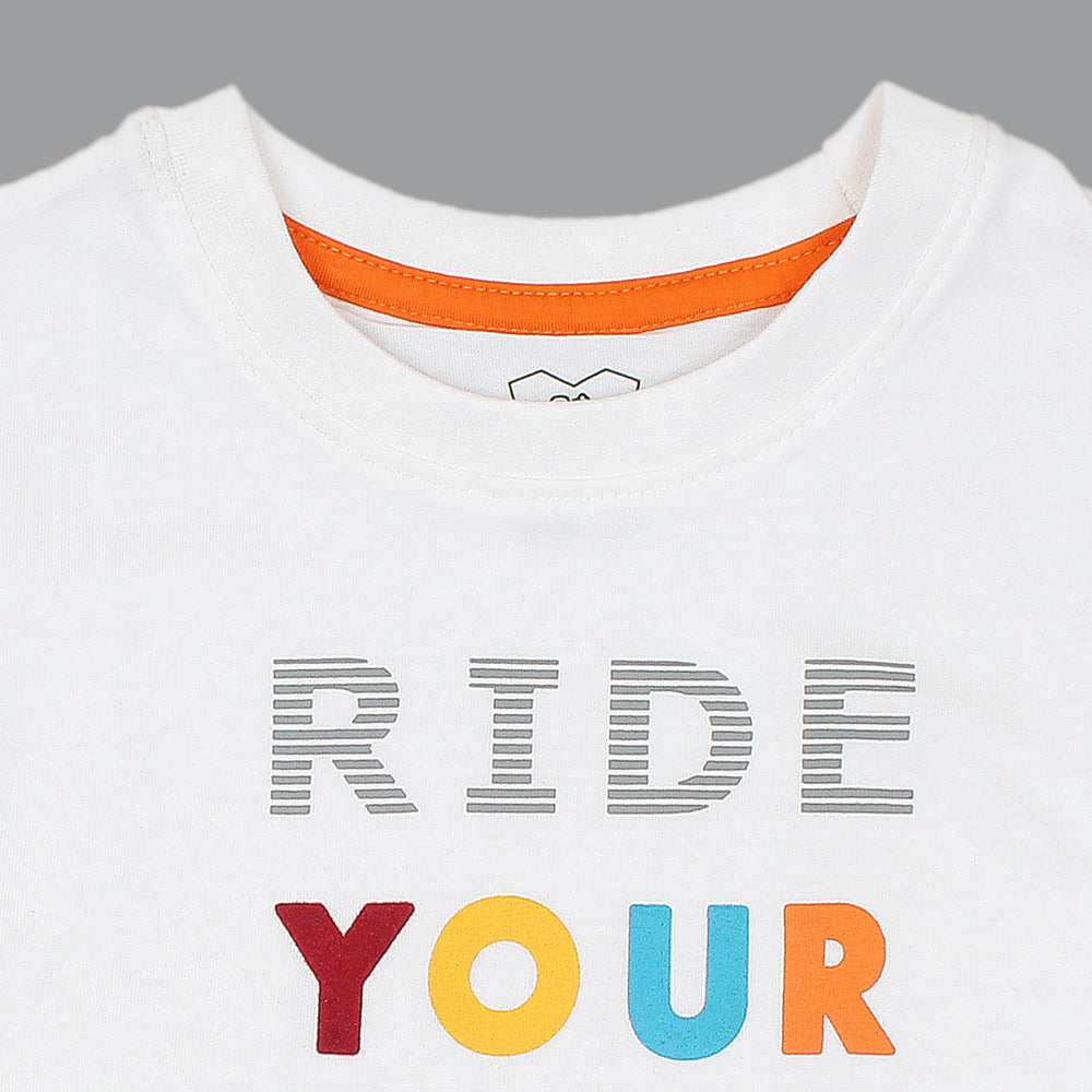 Truth Substance Ride Your Bike Printed T-shirt for Boys-KTST-2200-White