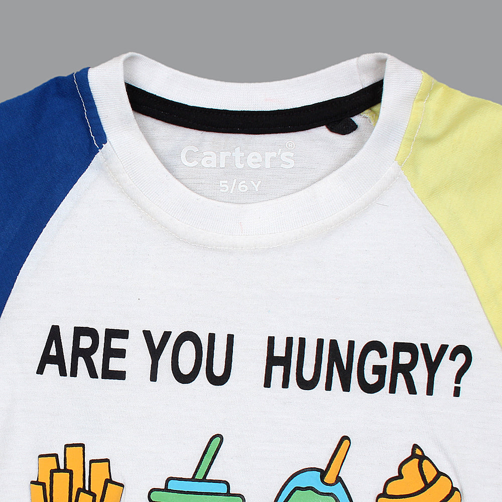Carters are you hungry Pritned T-shirt For Boys-KTST-2197-White