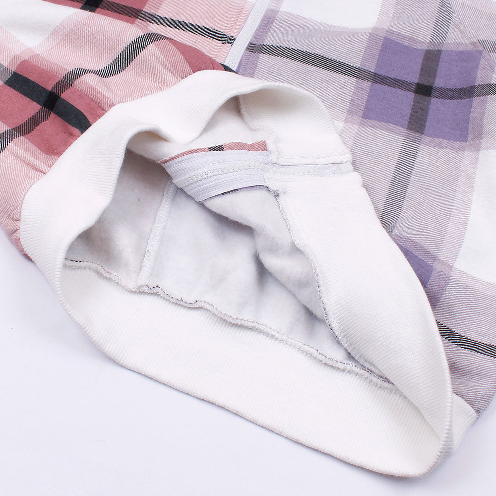 Women Check Coord Reglan Sleeve Tracksuit-Ladies-2028-Lilac Pink - FactoryX.pk