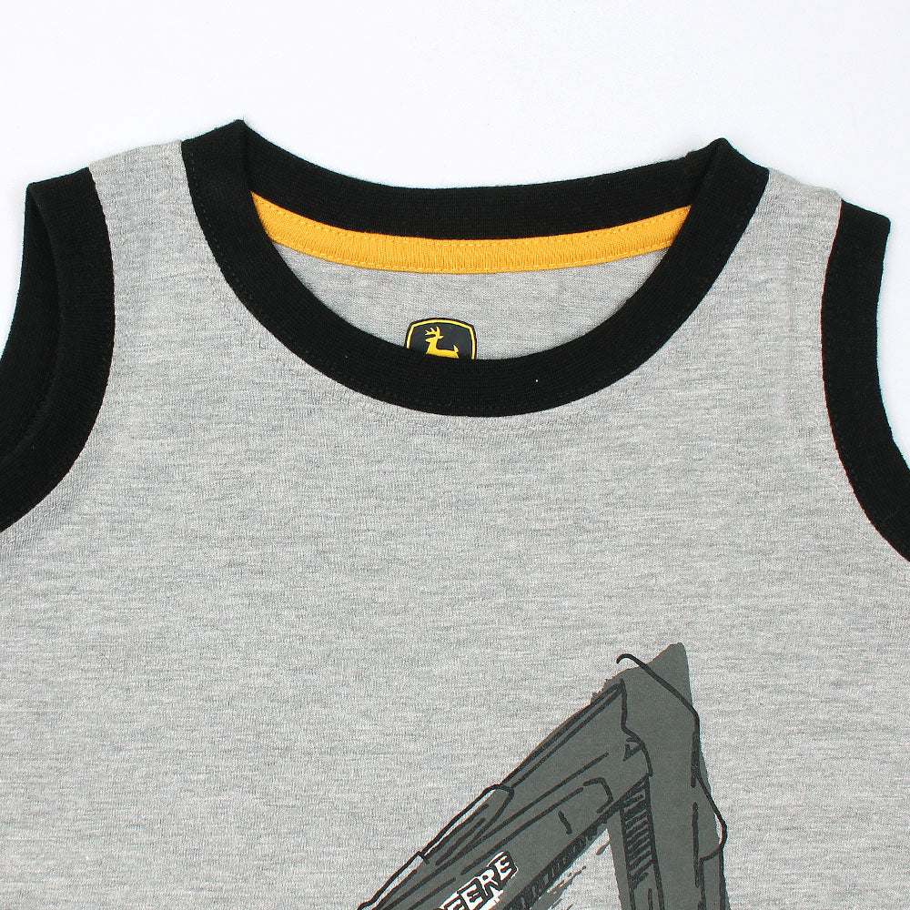 John Deere Excavator Printed Boys Tank Top-KTNKTP-2172-grey