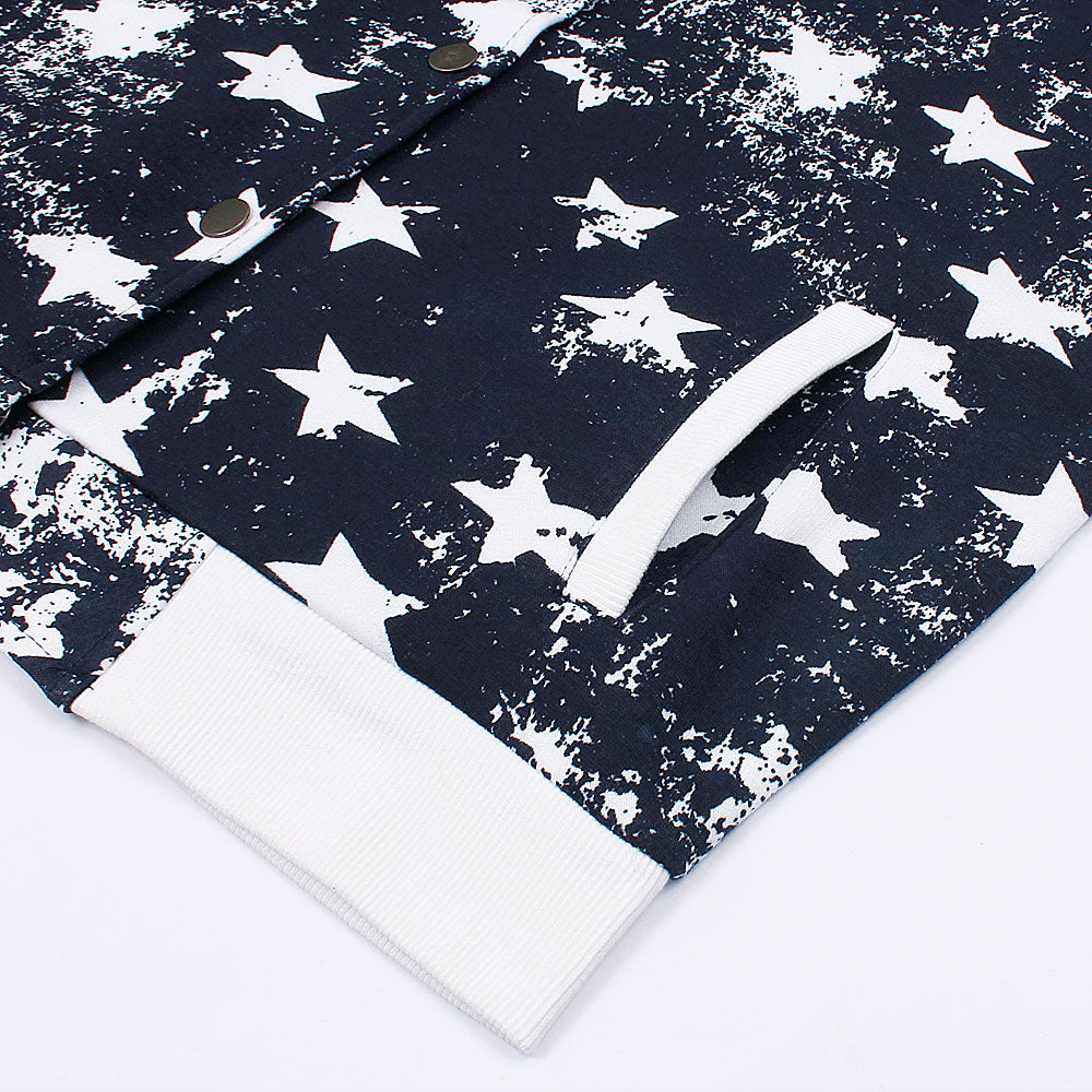 Women Versity Baloon Fit Star print Jacket-Ladies-2030-Navy - FactoryX.pk